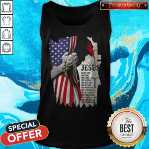 Cool Jesus Is My God My Everything American Flag Independence Day Tank Top
