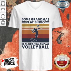 Cute Some Grandmas Play Bingo Real Grandmas Play Volleyball Vintage Retro Tank Top V-neck