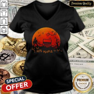Fantastic I Hate People Jeep Moon Halloween V-neck