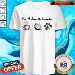 Good I'm A Simple Woman Coffee Dungeons Dragons And Dog Paw V-neck