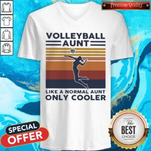 Good Volleyball Aunt Like A Normal Aunt Only Cooler Vintage Retro V-neck