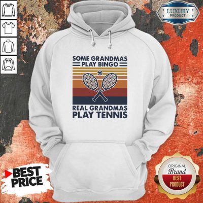 Hot Some Grandmas Play Bingo Real Grandmas Play Tennis Vintage Retro Hoodie