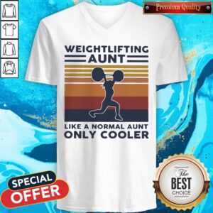 Hot Weightlifting Aunt Like A Normal Aunt Only Cooler Vintage Retro V-neck