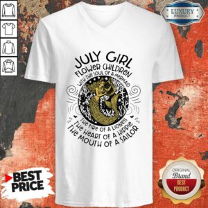 Lovely July Girl Flower Children With The Soul Of A Mermaid V-neck