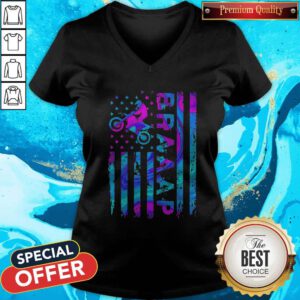Nice Motocross Braap American Flag Happy Independence Day V-neck