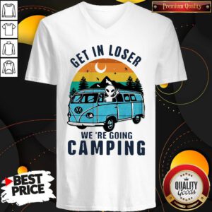 Nice UFO Get In Loser We're Going Camping Vintage Retro V-neck