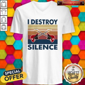 Official Bass Guitar I Destroy Silence Vintage Retro V-neck