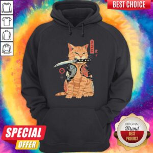 Official Cat Sitting With Katana Japanese Samurai Cat Hoodie