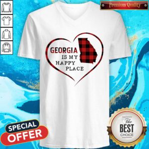 Official Georgia Is My Happy Place Heart V-neck