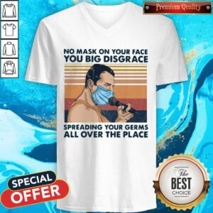 Pro Freddie Mercury No Mask On Your Face You Big Disgrace Spreading Your Germs All Over The Place Vintage V-neck