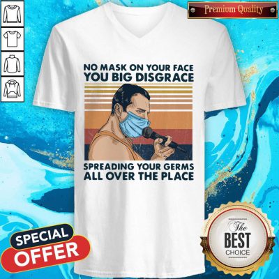 Pro Freddie Mercury No Mask On Your Face You Big Disgrace Spreading Your Germs All Over The Place Vintage V-neck