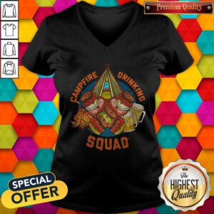 Sweet Camping Campfire Drinking Squad V-neck