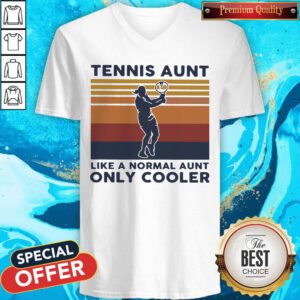 Sweet Tennis Aunt Like A Normal Aunt Only Cooler Vintage Retro V-neck