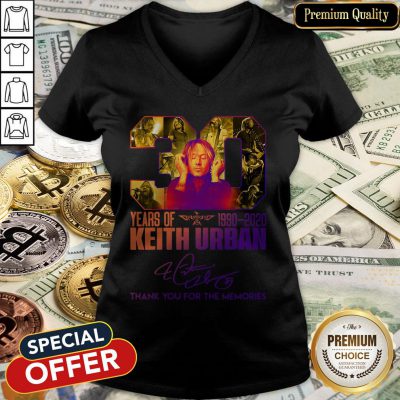 30 Years Of 1990-2020 Keith Urban Thank You For The Memories Signature V-neck
