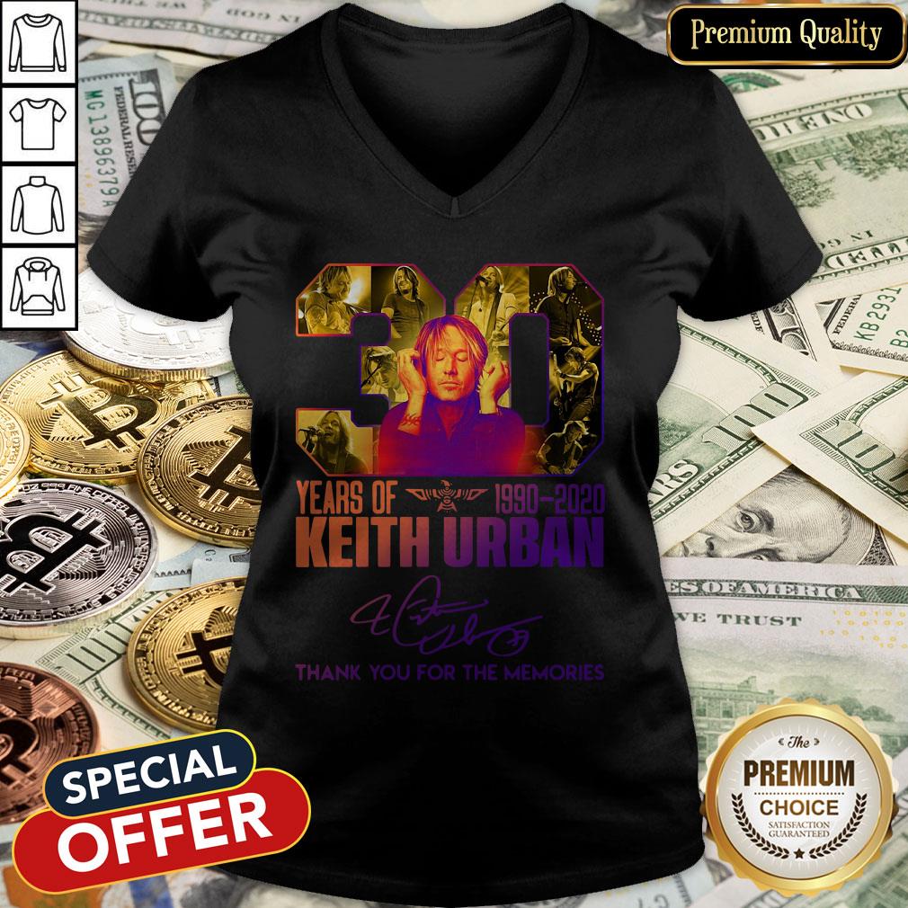 30 Years Of 1990-2020 Keith Urban Thank You For The Memories Signature V-neck