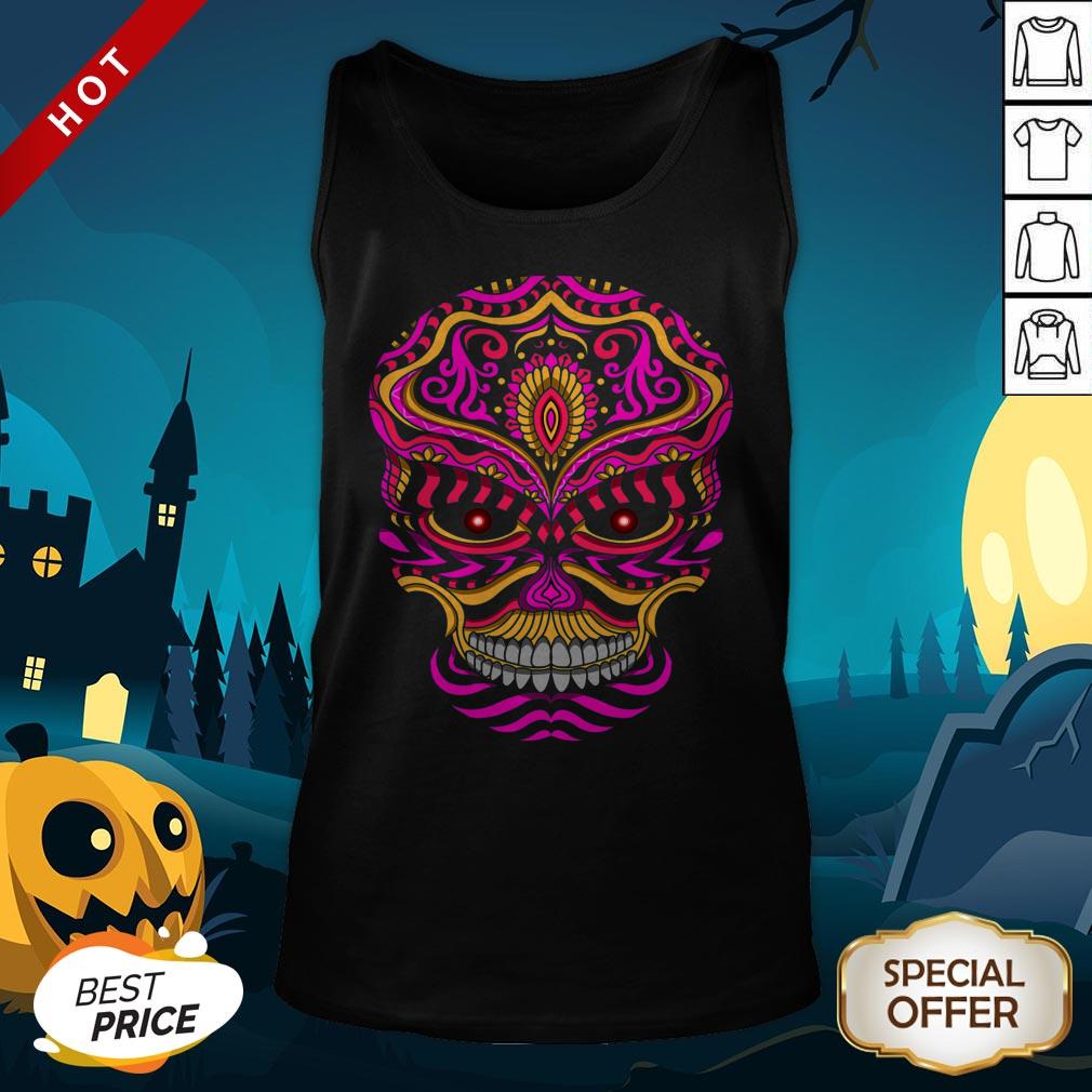 Abstract Day Of The Dead Sugar Skull Tank Top