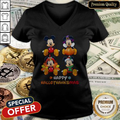 Awesome Mickey Mouse Happy Hallothanksmas V-neck