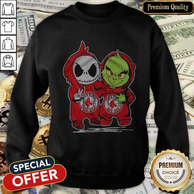 Baby Skeleton And Baby Grinch Boston Red Sox SweatShirt