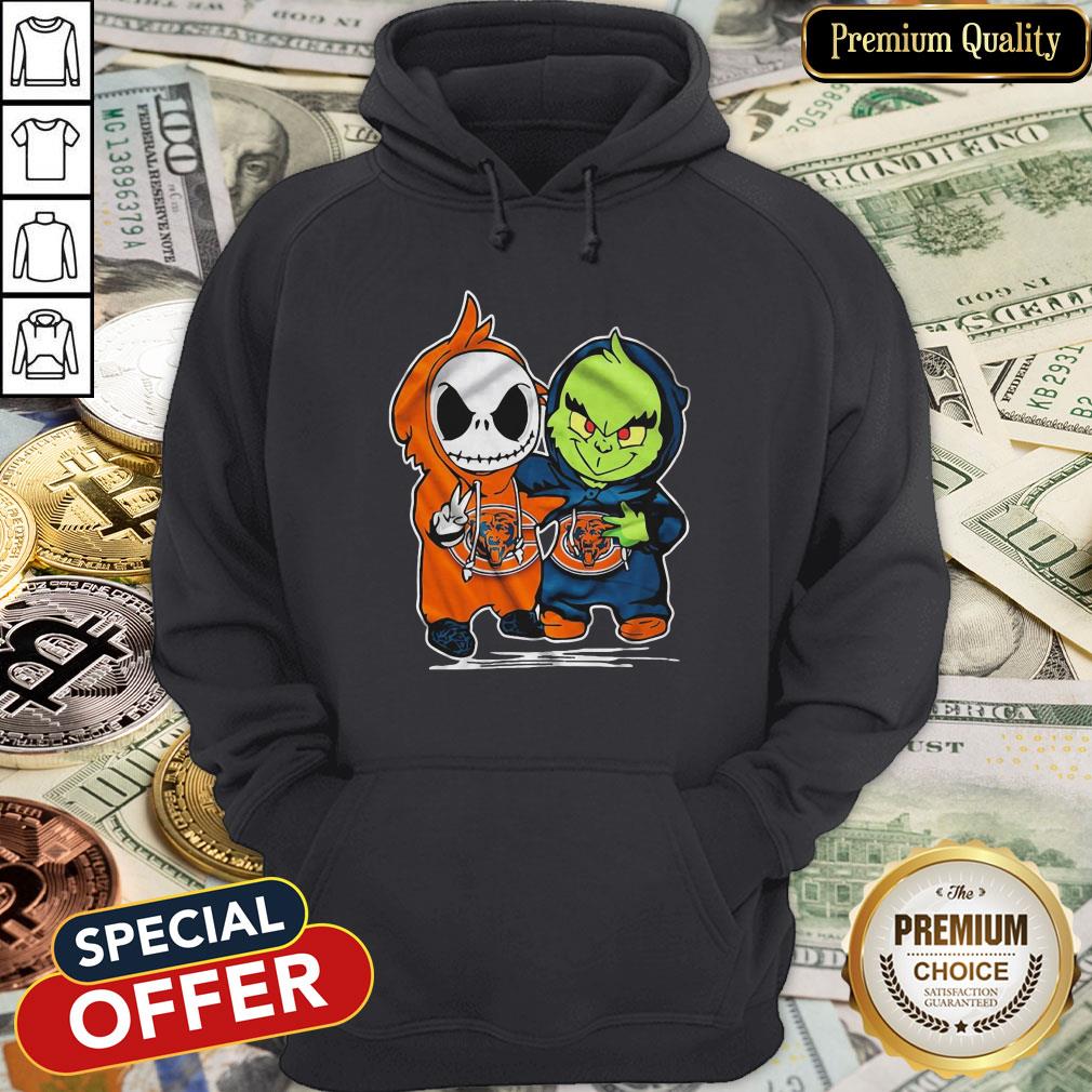 Baby Skeleton And Baby Grinch Chicago Bears Hoodie
