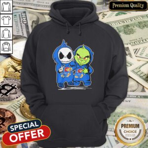 Baby Skeleton And Baby Grinch Kansas Jayhawk Hoodie