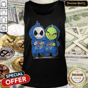 Baby Skeleton And Baby Grinch Kansas Jayhawk Tank Top