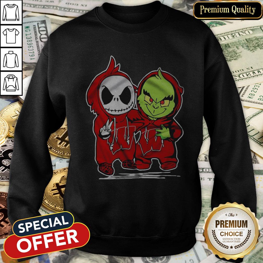 Baby Skeleton And Baby Grinch Wisconsin Badgers SweatShirt