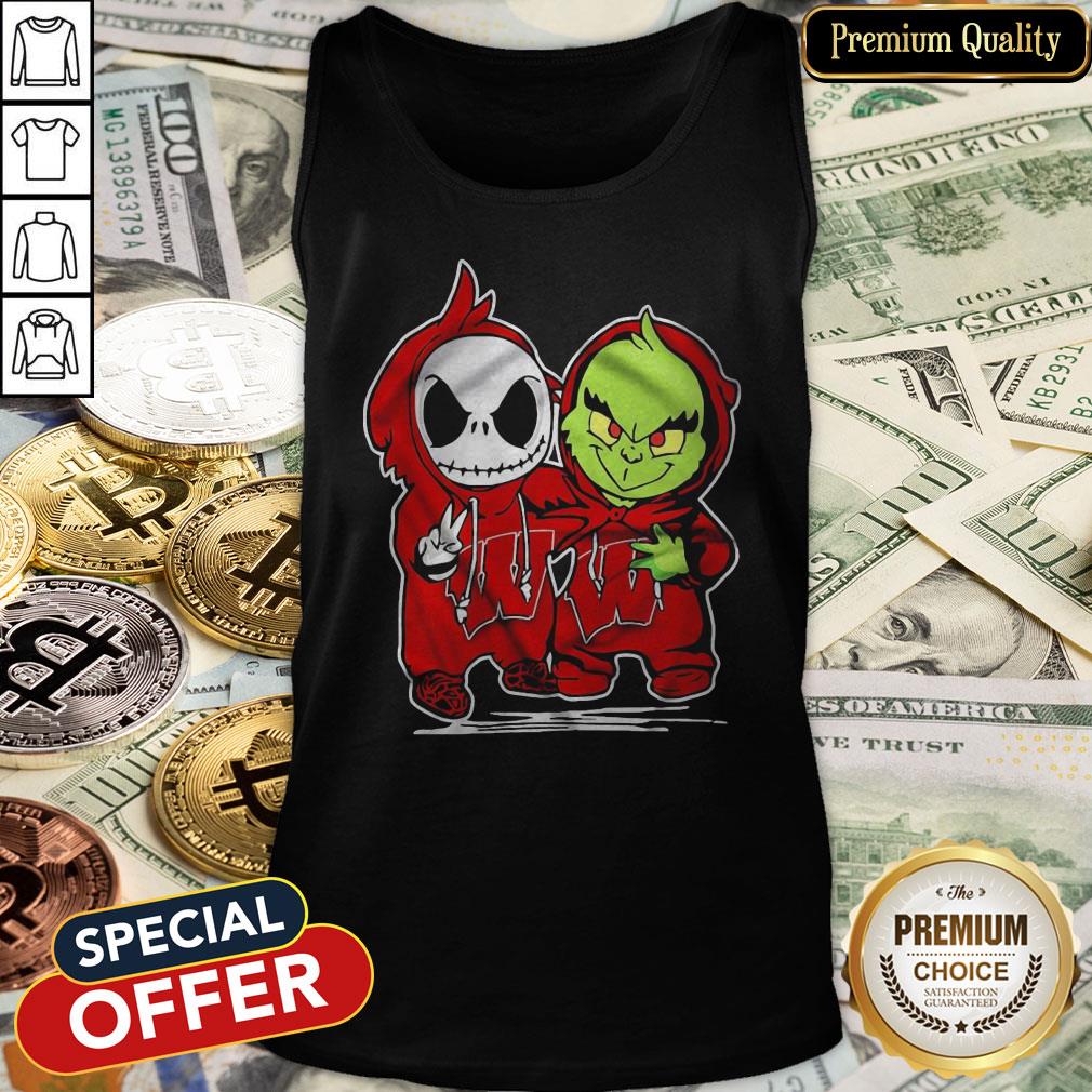 Baby Skeleton And Baby Grinch Wisconsin Badgers Tank Top