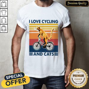 Bicycle I Love Cycling And Cats Vintage Shirt