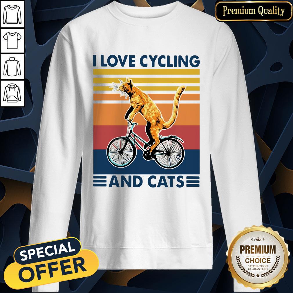 Bicycle I Love Cycling And Cats Vintage SweatShirt