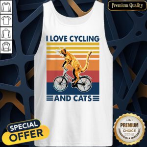 Bicycle I Love Cycling And Cats Vintage Tank Top