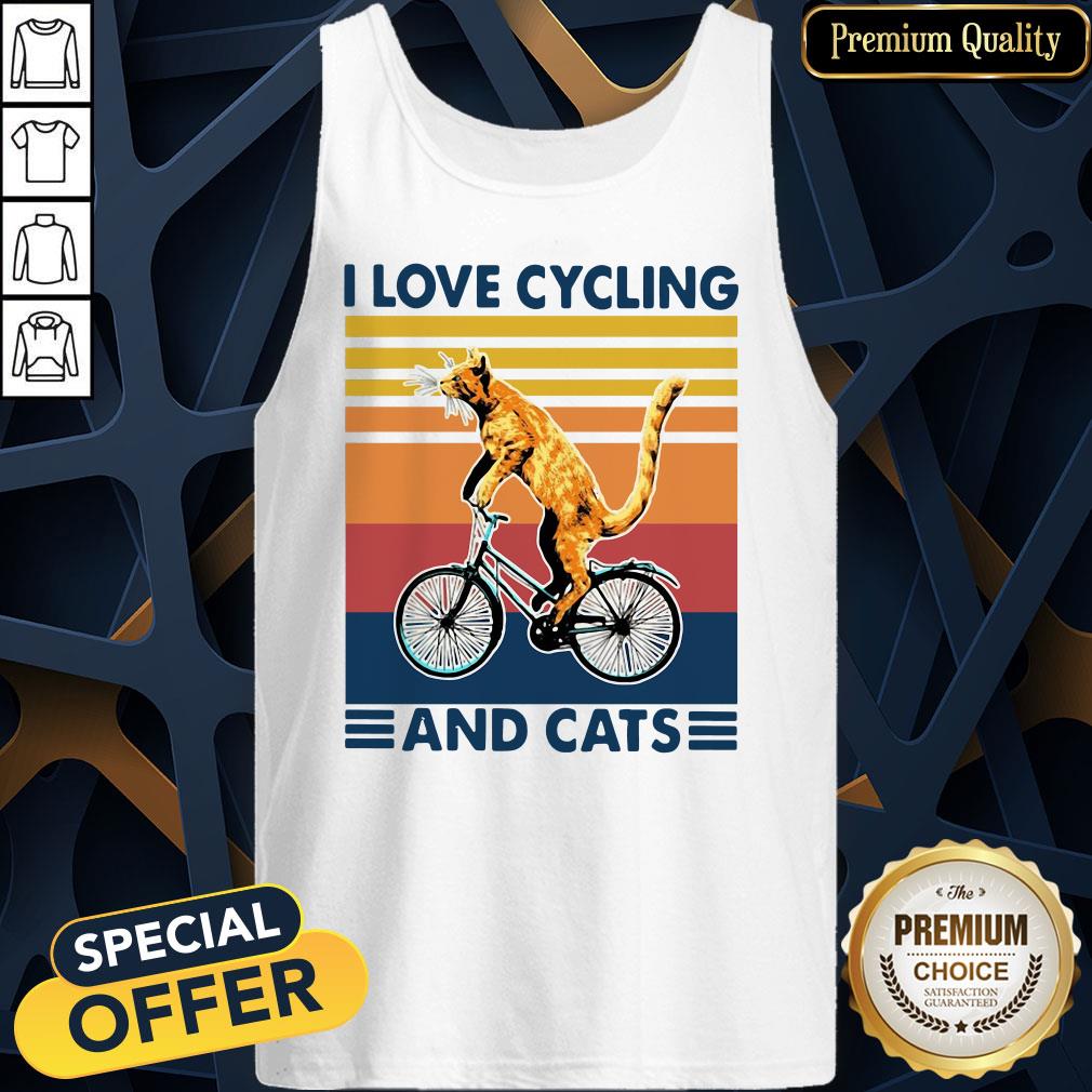 Bicycle I Love Cycling And Cats Vintage Tank Top