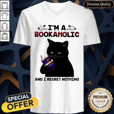 Black Cat I’m A Bookaholic And I Regret Nothing V-neck