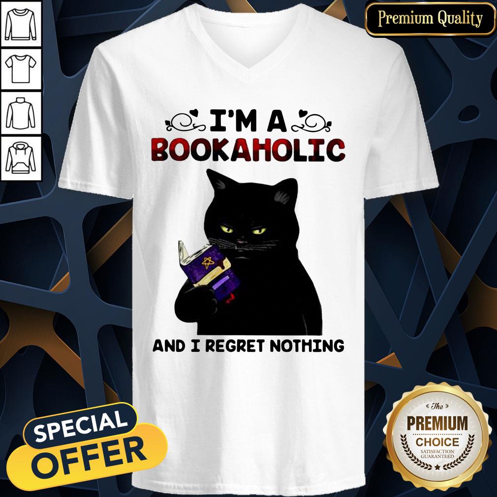 Black Cat I’m A Bookaholic And I Regret Nothing V-neck