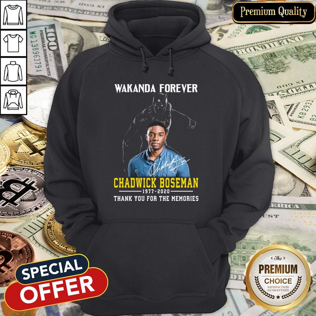 Black Panther Wakanda Forever Rip Chadwick Boseman 1977 2020 Thank You For The Memories Signature Hoodie