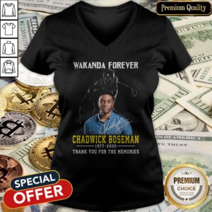 Black Panther Wakanda Forever Rip Chadwick Boseman 1977 2020 Thank You For The Memories Signature V-neck