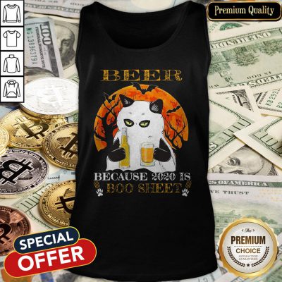 Cat Beer Because 2020 Is Boo Sheet Halloween Tank Top