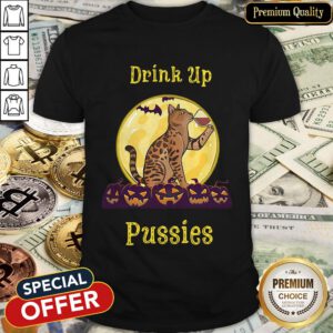 Cat Drink Up Pussies Pumpkin Halloween Shirt