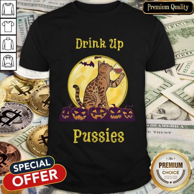 Cat Drink Up Pussies Pumpkin Halloween Shirt