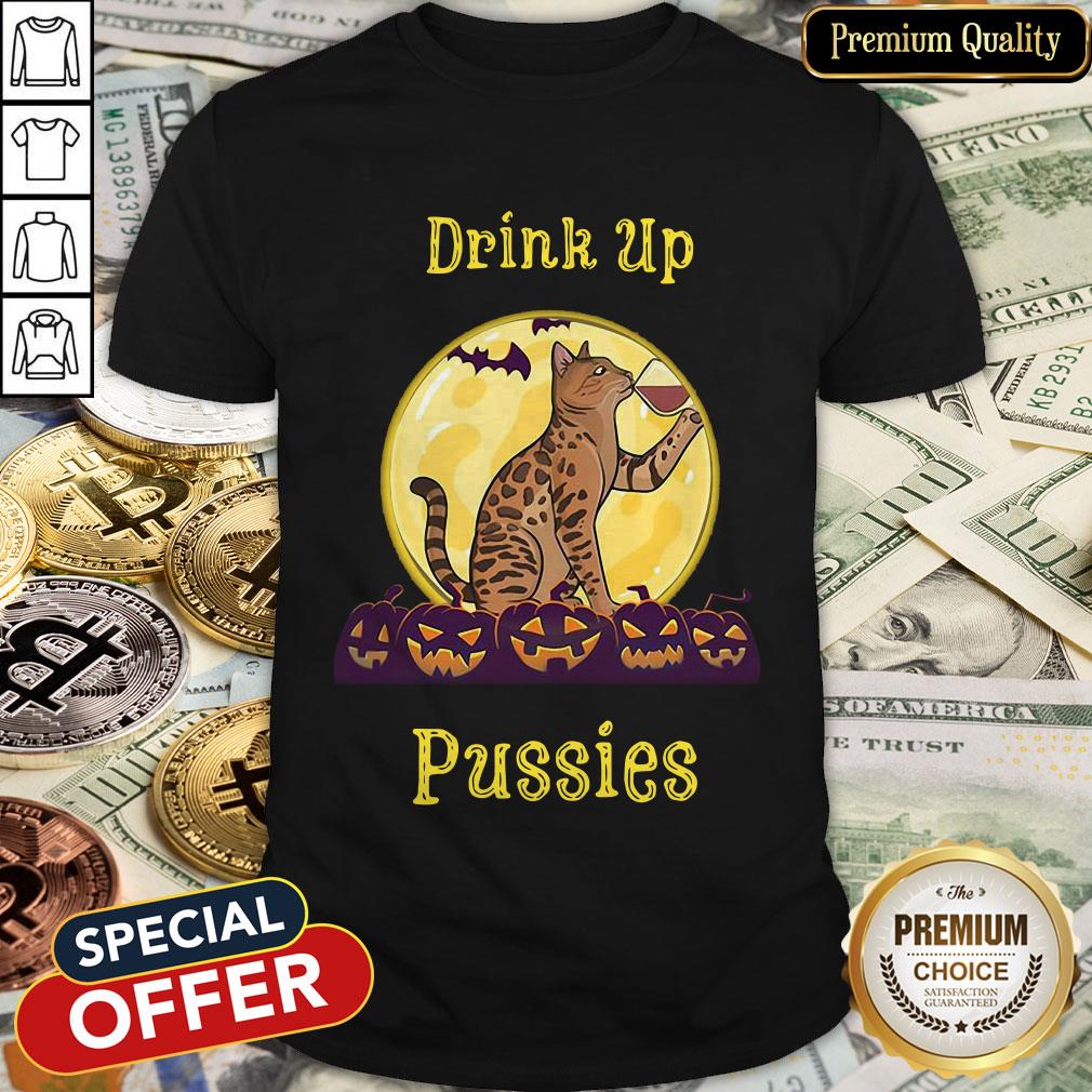 Cat Drink Up Pussies Pumpkin Halloween Shirt