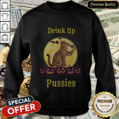 Cat Drink Up Pussies Pumpkin Halloween SweatShirt