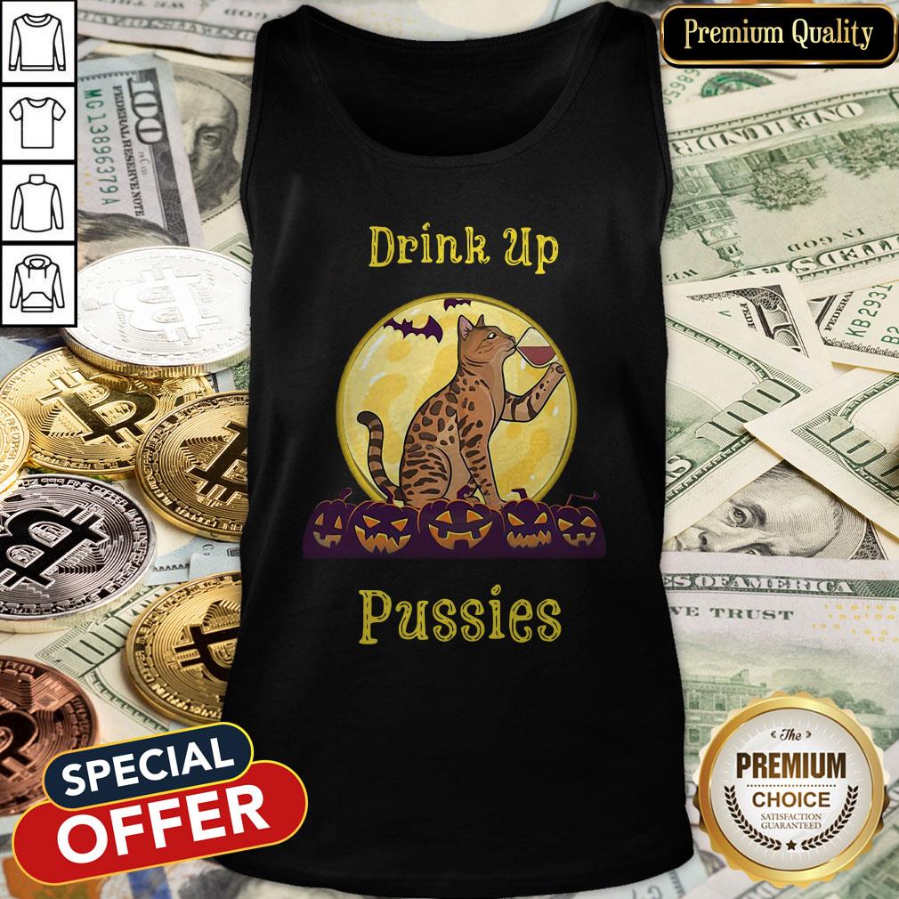 Cat Drink Up Pussies Pumpkin Halloween Tank Top