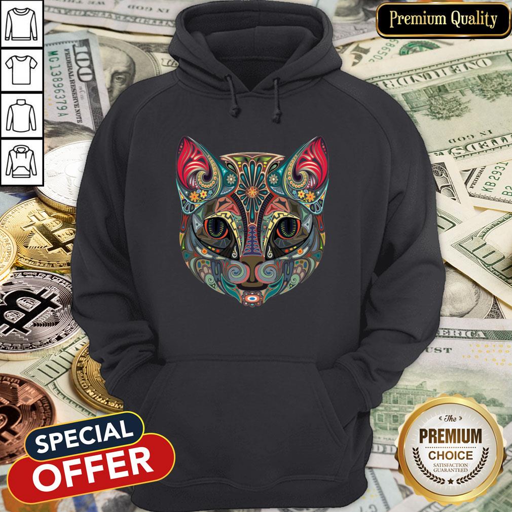 Cat Sugar Skull Day Of The Dead Halloween Hoodie