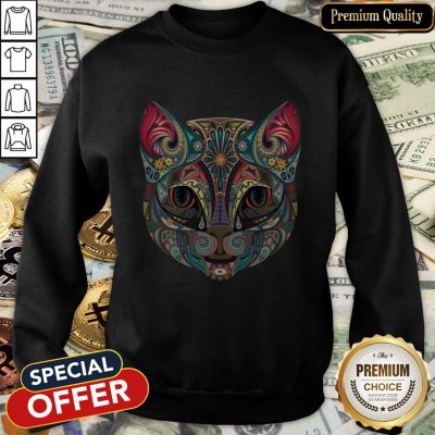 Cat Sugar Skull Day Of The Dead Halloween SweatShirt