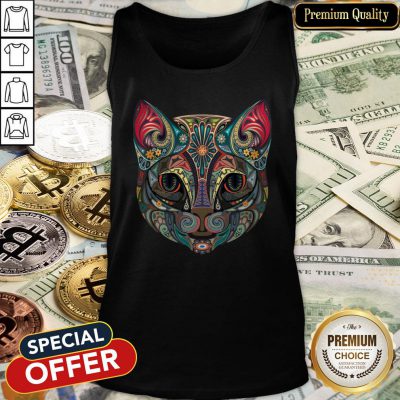 Cat Sugar Skull Day Of The Dead Halloween Tank Top