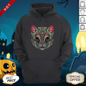 Cat Sugar Skull Dia De Los Muertos Day Dead Hoodie