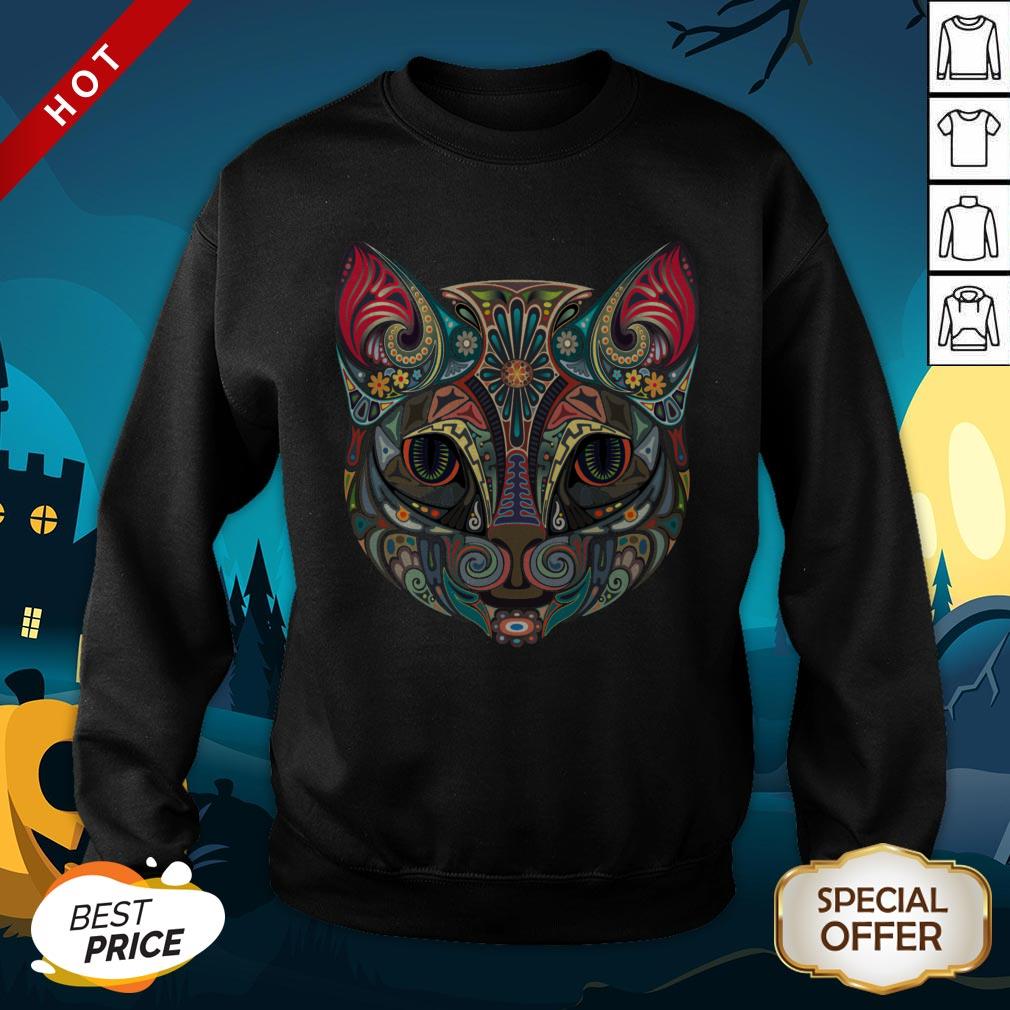 Cat Sugar Skull Dia De Los Muertos Day Dead SweatShirt