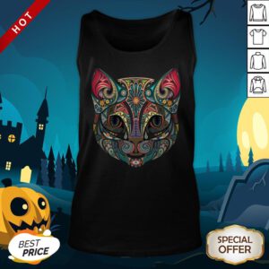 Cat Sugar Skull Dia De Los Muertos Day Dead Tank Top