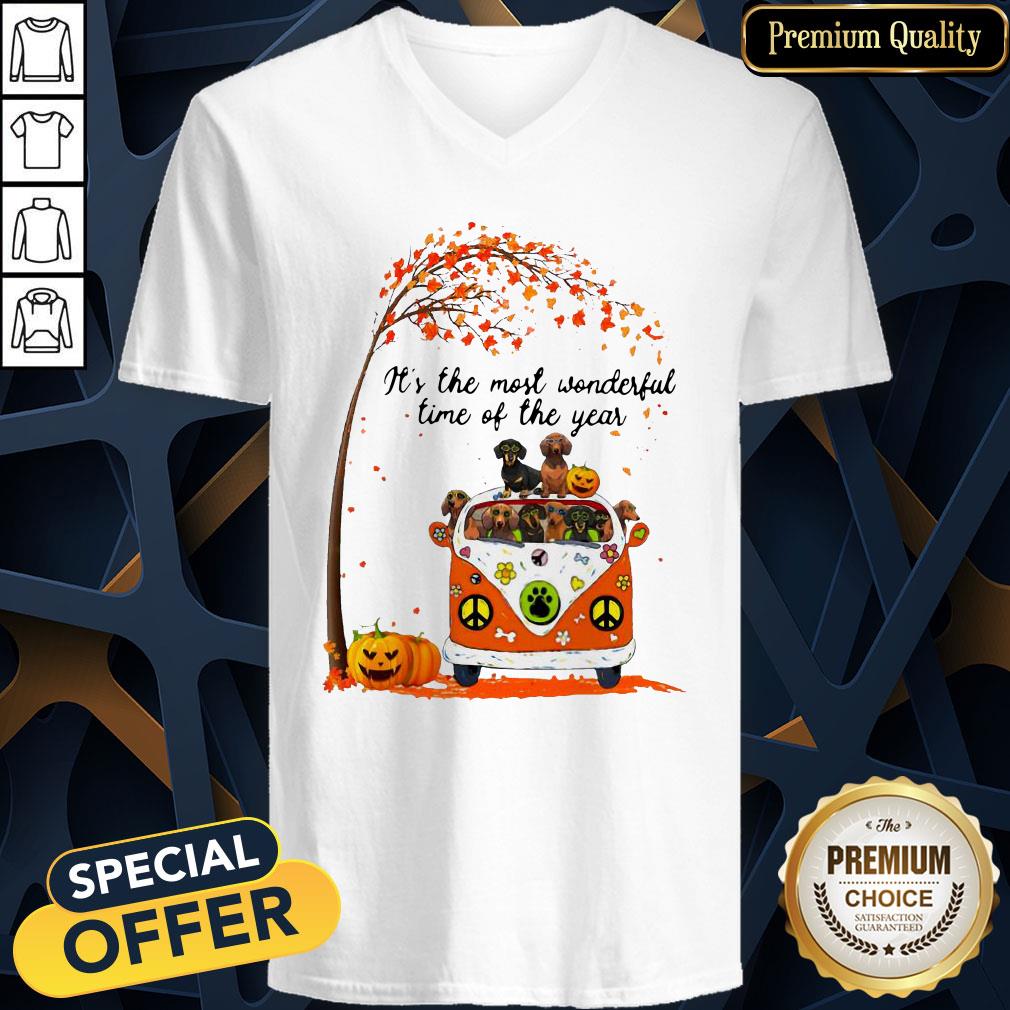 Dachshund It's The Most Wonderful Time Of The Year Halloween V-neck