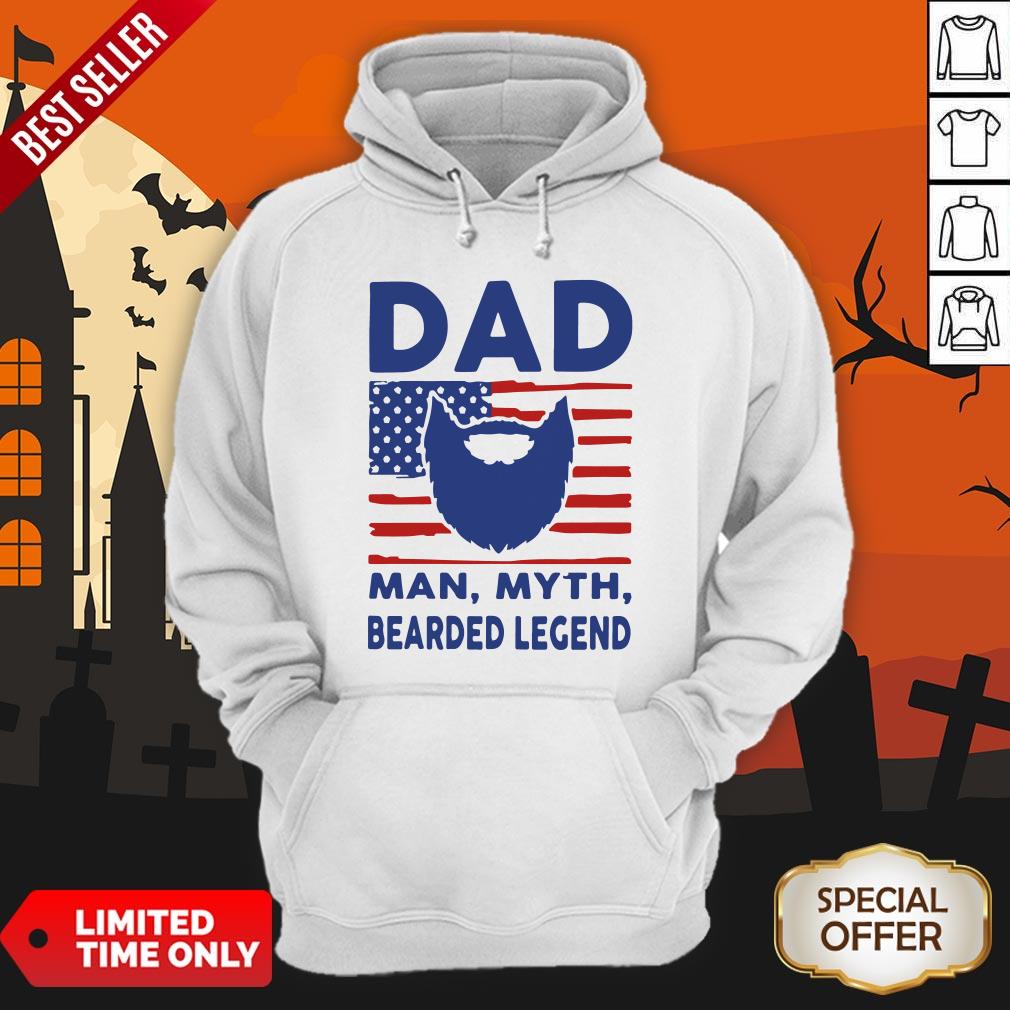Dad Man Myth Bearded Legend American Flag Hoodie