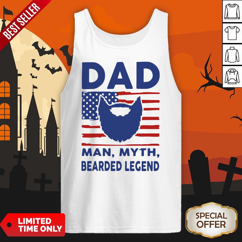 Dad Man Myth Bearded Legend American Flag Tank Top